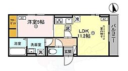 D-ROOM深草小久保町C 1階1LDKの間取り
