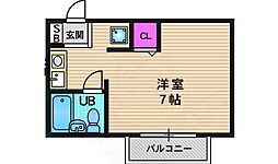 セジュール東桂 2階1Kの間取り