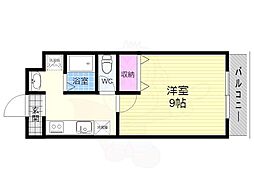 メイプルリーフ嵯峨野 1階1Kの間取り