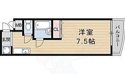 アーク醍醐 4階1Kの間取り
