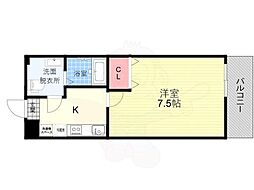 フラッティ円町北 7階1Kの間取り