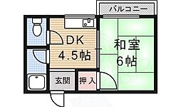マンション皆栄 1DKの間取図画像
