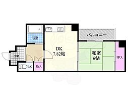 アルカンシェル御所（ゴショ） 2階1DKの間取り