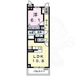 アクアパレス 7階1LDKの間取り