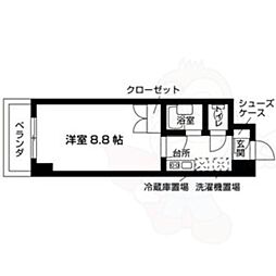 エル・セレーノ本能寺町 2階1Kの間取り