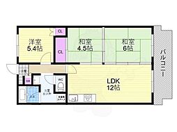 コンフォート清水 3階3LDKの間取り
