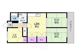 デラシオン御室 3階3LDKの間取り