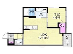 Side西ノ京 1階1LDKの間取り