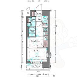 プラシード京都 6階1DKの間取り