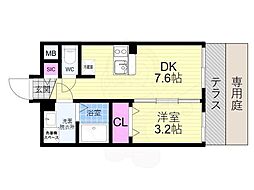 ファステート京都ステーションウォズ 1階1DKの間取り