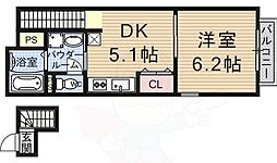 ディアコートN 2階1DKの間取り