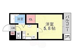 メゾンベルジュール 2階1Kの間取り