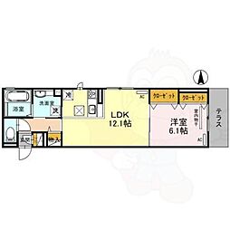 ジュメイラKYOTO2 1階1LDKの間取り