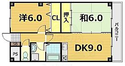 緑の森 3階2DKの間取り