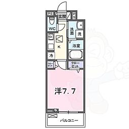 アビィ ロード 1階1Kの間取り
