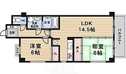 サンロータス池治 6階2LDKの間取り
