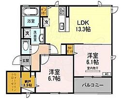 D-room三条大橋 2階2SLDKの間取り