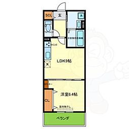 ネクスト伏見 3階1LDKの間取り