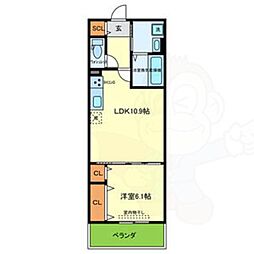 ネクスト伏見 1階1LDKの間取り