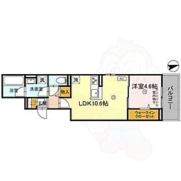 Hermanos del espacio 2階1LDKの間取り