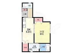 三ノ宮西小路 1階1DKの間取り