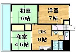 シャトー音羽 1階3DKの間取り