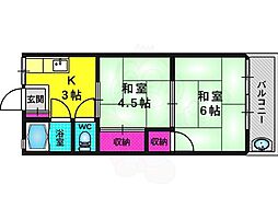 富家マンション 2Kの間取図画像