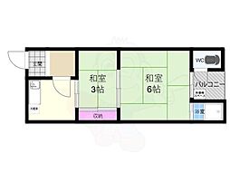 清和荘 1DKの間取図画像