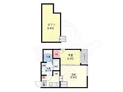 ハーモニーテラス稲荷悠園 1DKの間取図画像