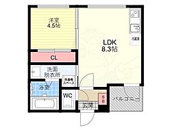 S＆L花園 1階1LDKの間取り