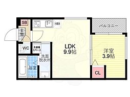S＆L花園 2階1LDKの間取り