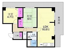 セブンマンション 1階2LDKの間取り