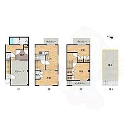 東山区五葉ノ辻町リノベハウス 1階3SLDKの間取り