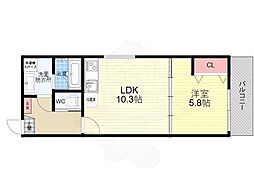 ジーニアススクエア四条高辻 3階1LDKの間取り