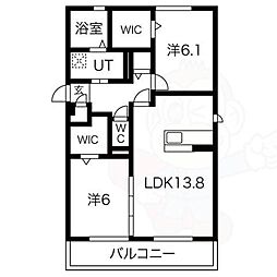 ラ カーザ セレーナ 2階2LDKの間取り