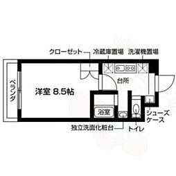 Aburanokoji立花 1階1Kの間取り