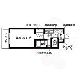 KCCフラット鞍馬口 2階1Kの間取り