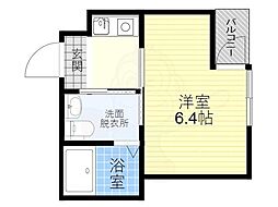 ノ・レーヴ堀川高辻 3階1Kの間取り