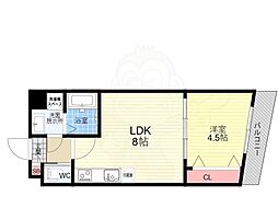 ARCA嵯峨嵐山 2階1LDKの間取り