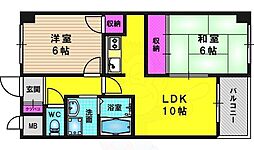 セーブル葛野 2LDKの間取図画像