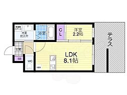 アドバンス京都リエート2 1階1LDKの間取り