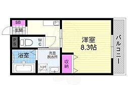 WIND MILL本町 1階1Kの間取り