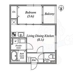 京都地下鉄東西線 西大路御池駅 徒歩8分の賃貸アパート 1階1LDKの間取り