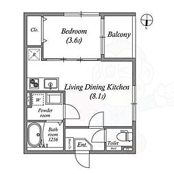 京都地下鉄東西線 西大路御池駅 徒歩8分の賃貸アパート 3階1LDKの間取り