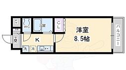 リバース桐山 2階1Kの間取り