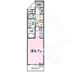オーサム ヴィレッジ 京都桂 1Kの間取図画像