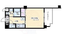 ルピナス紫明 3階1Kの間取り