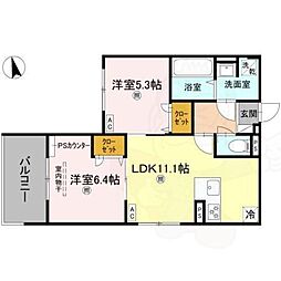 D-ROOM伏見駅前 2LDKの間取図画像