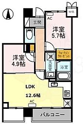 RIVIEREGAUCHE寺町二条 2LDKの間取図画像
