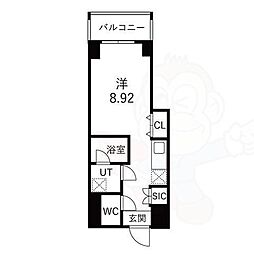 LW京都桜邸 ワンルームの間取図画像